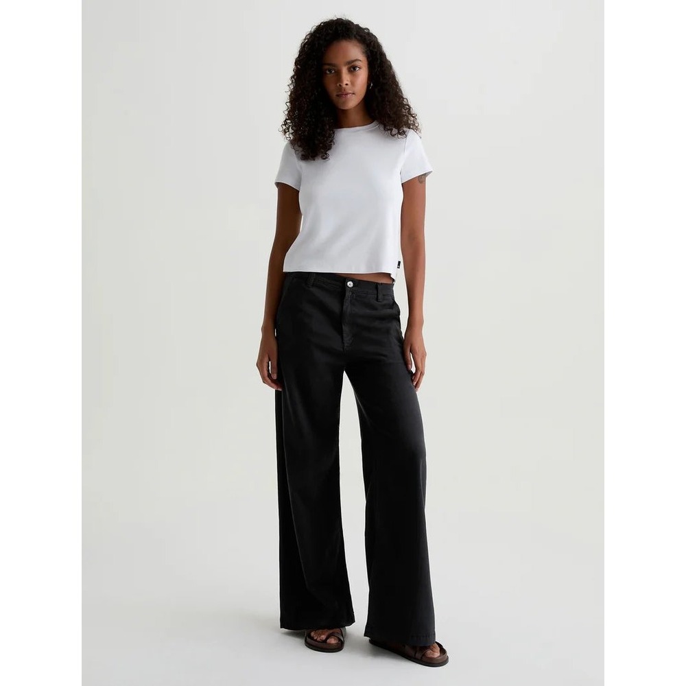 AG Jeans Caden Wide Leg Trousers Super Black Tailored Fit Pants ETW1E93 Size 26